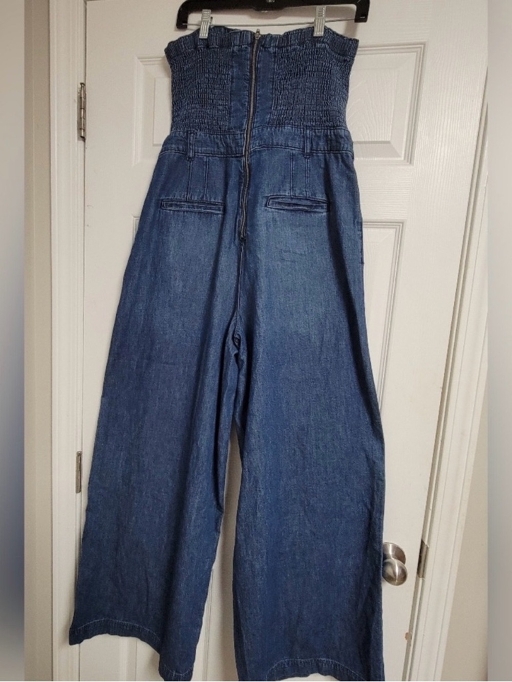 Pilcro Strapless Wide-Leg Denim Jumpsuit - Blue - Picture 6 of 10